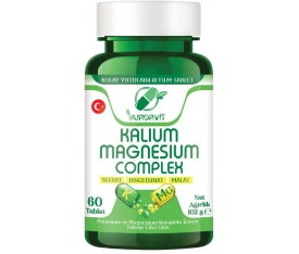 Yurdavit Potasyum Magnezyum Sitrat Malat Bisglisinat Kompleks 60 Tablet Potassium Kalium Magnesium Complex 