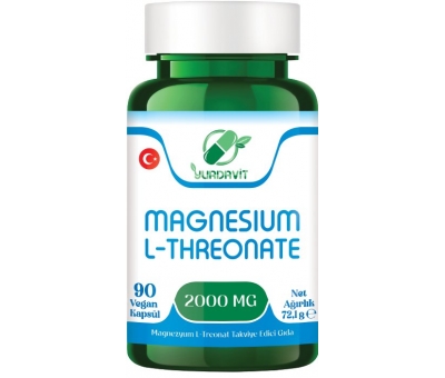 Yurdavit Magnesium L-Threnotane 2000 Mg 90 Vegan Kapsül Magnezyum 159 Mg L-Treonat