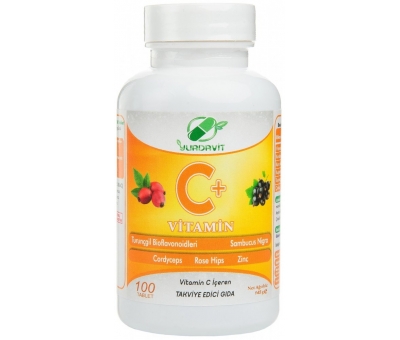 Yurdavit Vitamin C 1000 Mg Kuşburnu Kara Mürver Kordiseps Mantarı Turunçgil Bioflavonoidleri Çinko 100 Tablet
