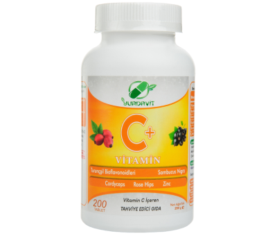 Yurdavit Vitamin C 1000 Mg Kuşburnu Kara Mürver Kordiseps Mantarı Turunçgil Bioflavonoidleri Çinko 200 Tablet